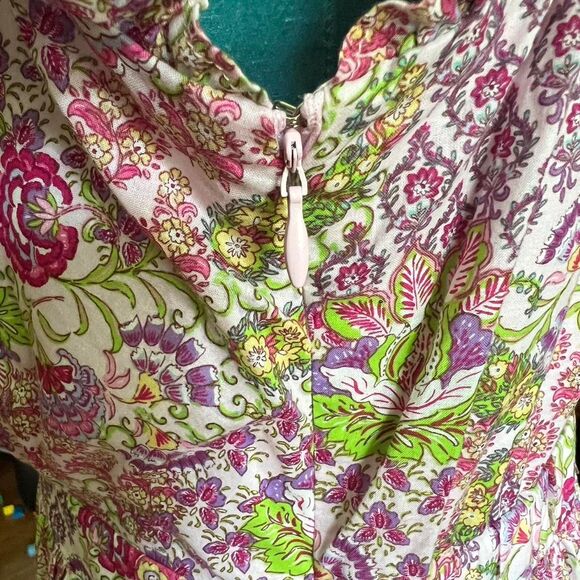 Taylor Floral Tiered Knee Length Ruffle Cap Sleeves V Neckline Women's Dress Med - Picture 5 of 8